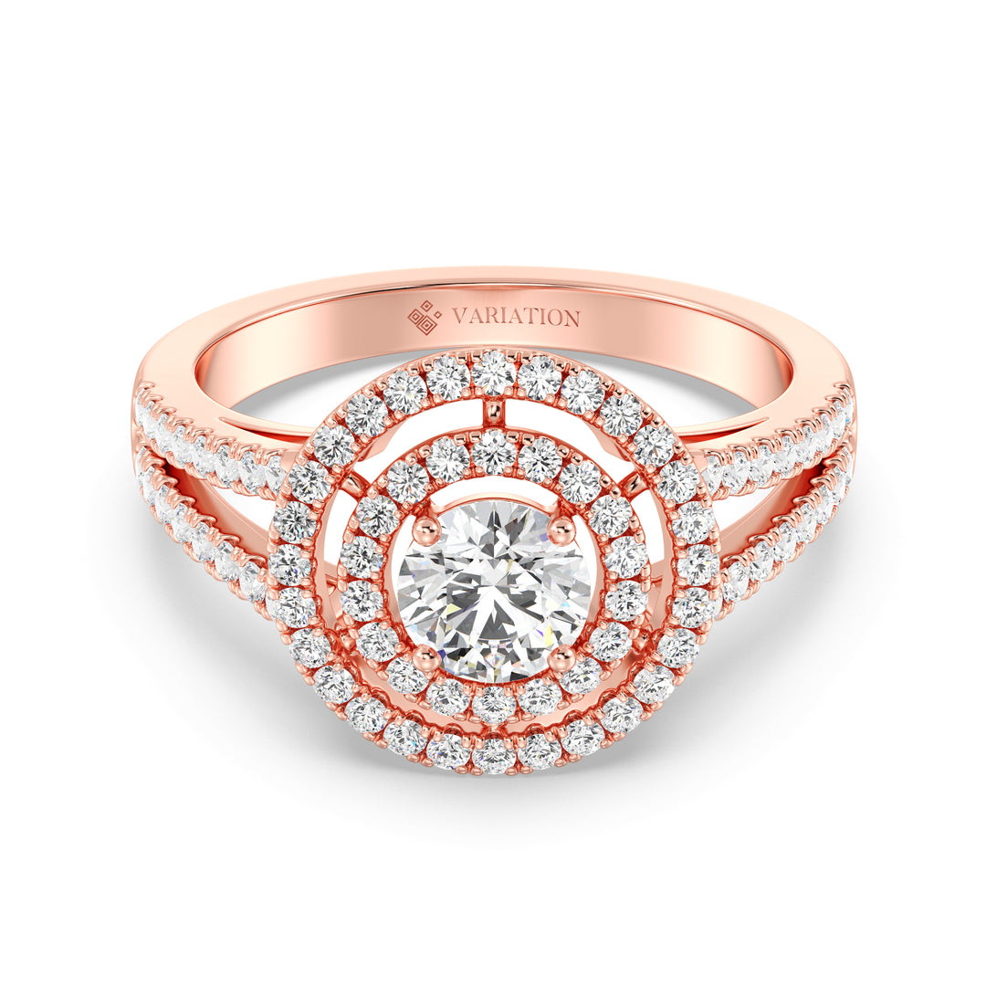 Round Double Halo Engagement Ring