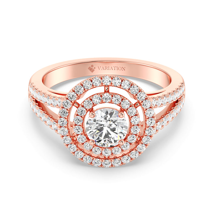 Round Double Halo Engagement Ring