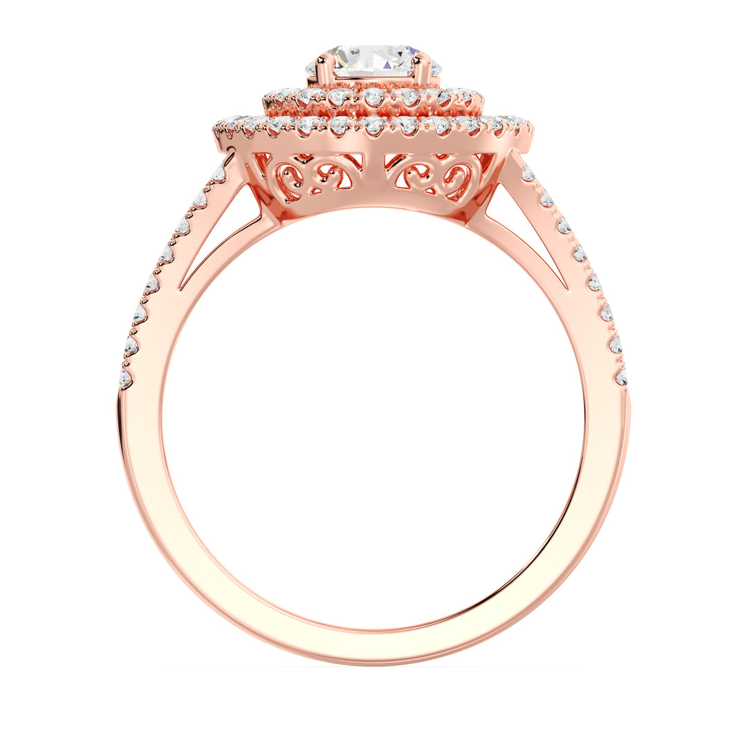 Round Double Halo Engagement Ring