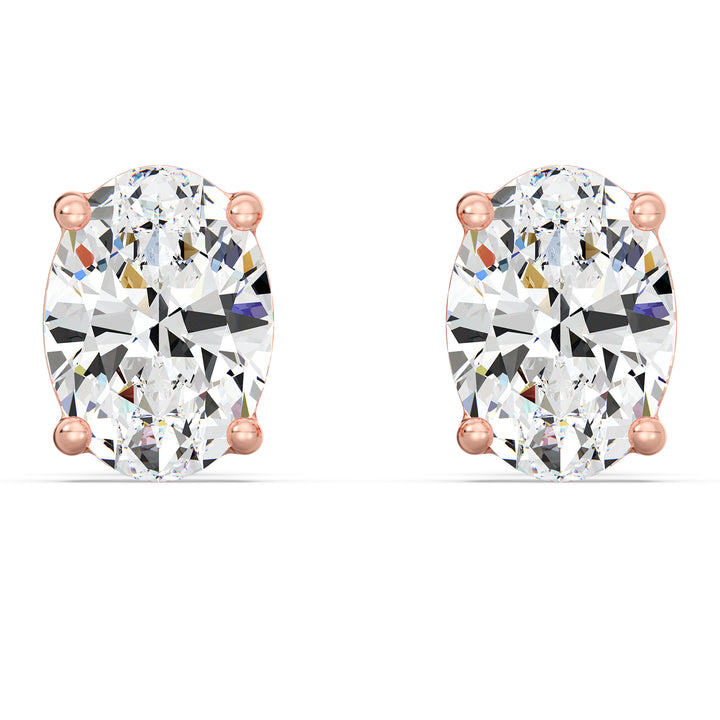 Elegant Oval Shaped Lab Grown Diamond Stud Earrings - 1, 2, 3, 4 Carat Options (IGI Certified)