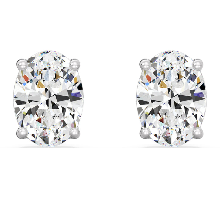 Boucles d'oreilles à tige élégantes en diamant de forme ovale cultivé en laboratoire - Options 1, 2, 3, 4 carats