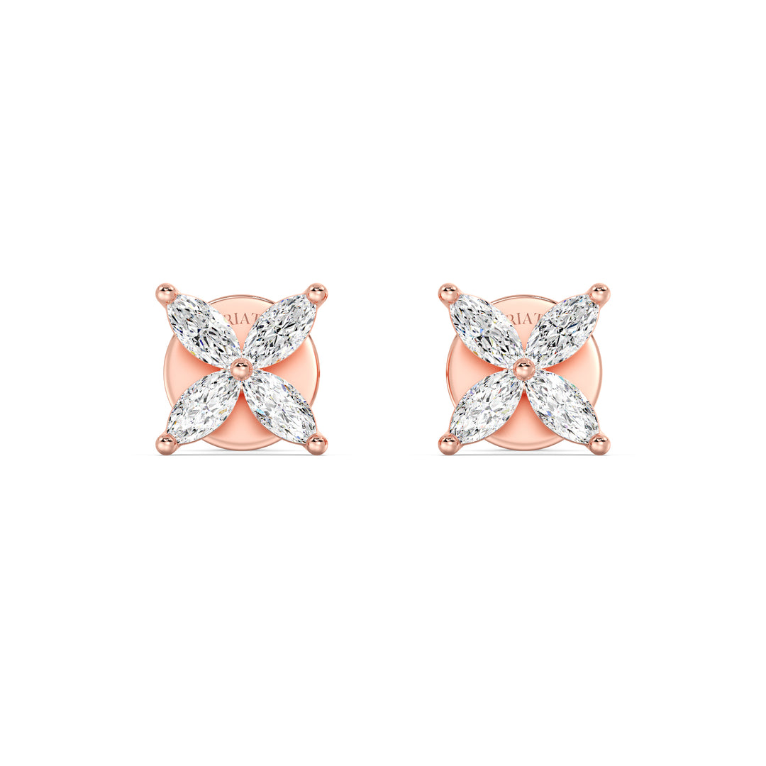 Marquise Cut Lab Grown Diamond Four Stone Stud Earrings