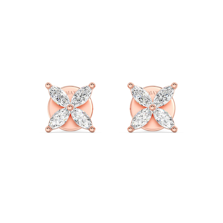 Marquise Cut Lab Grown Diamond Four Stone Stud Earrings