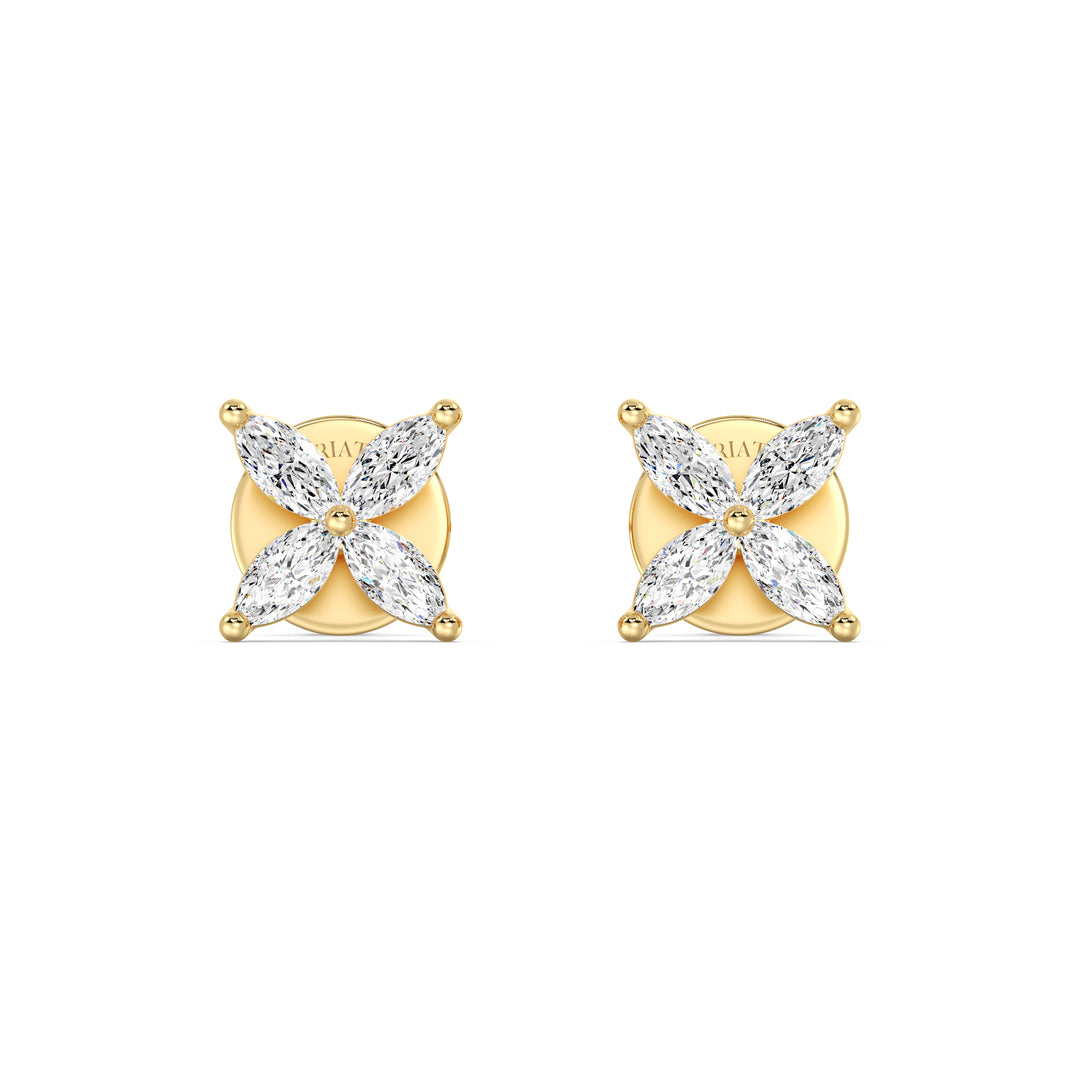 Marquise Cut Lab Grown Diamond Four Stone Stud Earrings