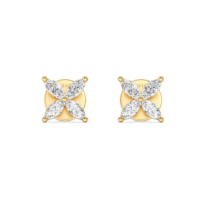 Marquise Cut Lab Grown Diamond Four Stone Stud Earrings