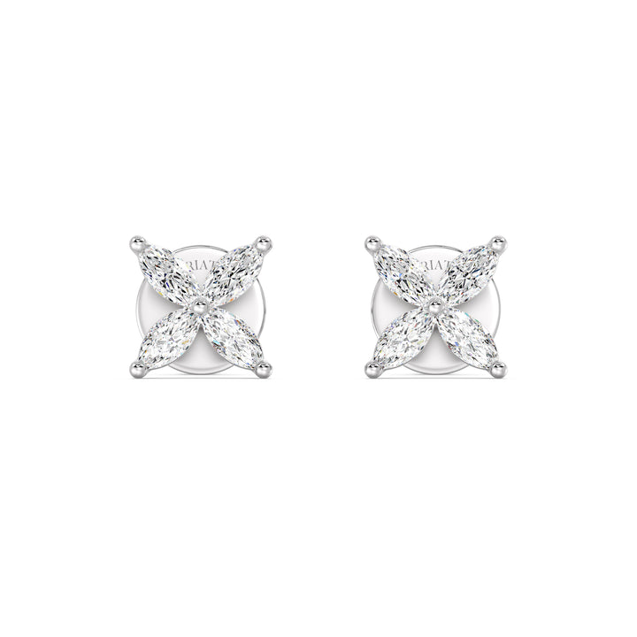Marquise Cut Lab Grown Diamond Four Stone Stud Earrings