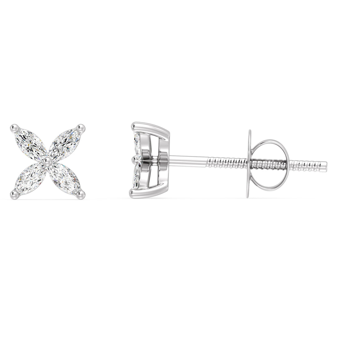 Marquise Cut Lab Grown Diamond Four Stone Stud Earrings