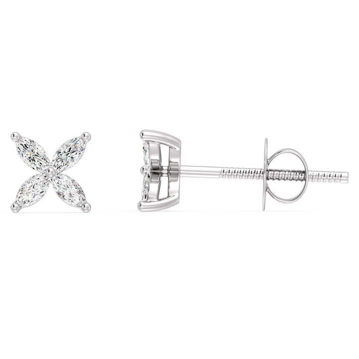 Marquise Cut Lab Grown Diamond Four Stone Stud Earrings