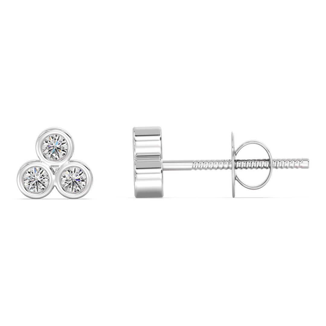 Lab Grown Diamond Three Stone Stud Earrings