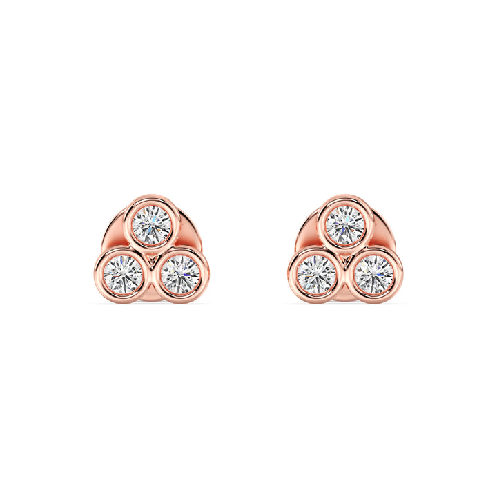 Lab Grown Diamond Three Stone Stud Earrings