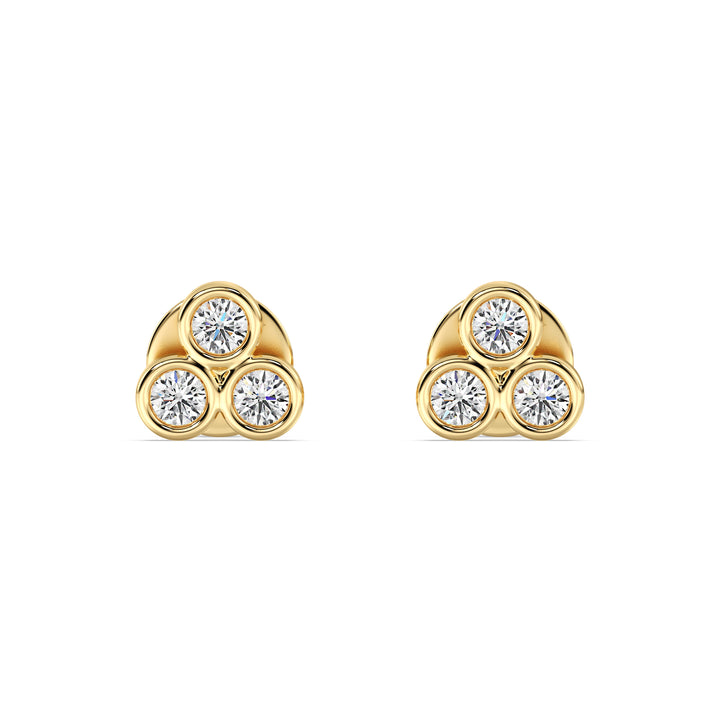 Lab Grown Diamond Three Stone Stud Earrings
