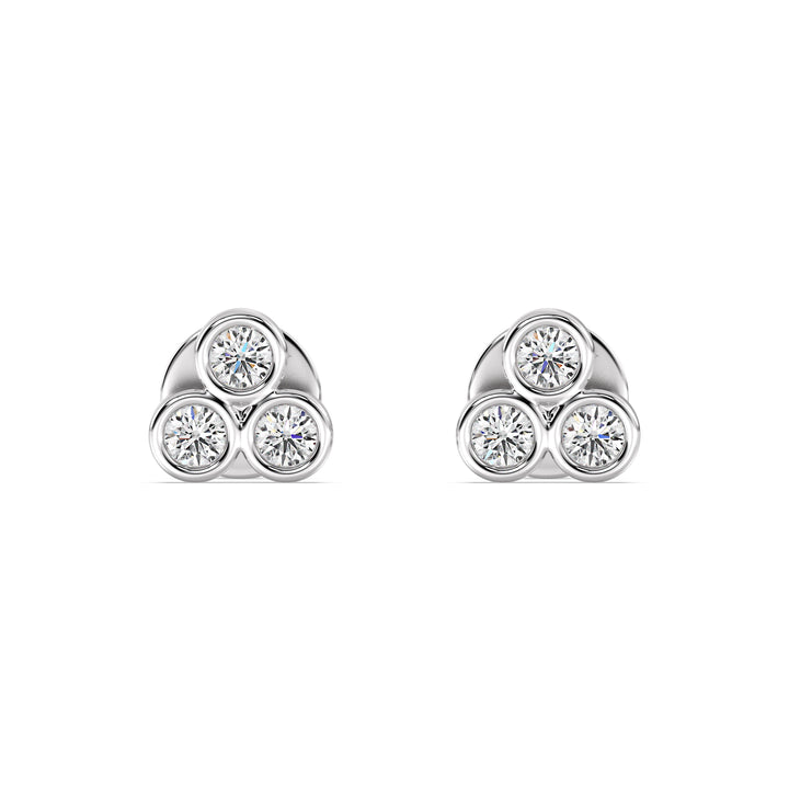 Lab Grown Diamond Three Stone Stud Earrings