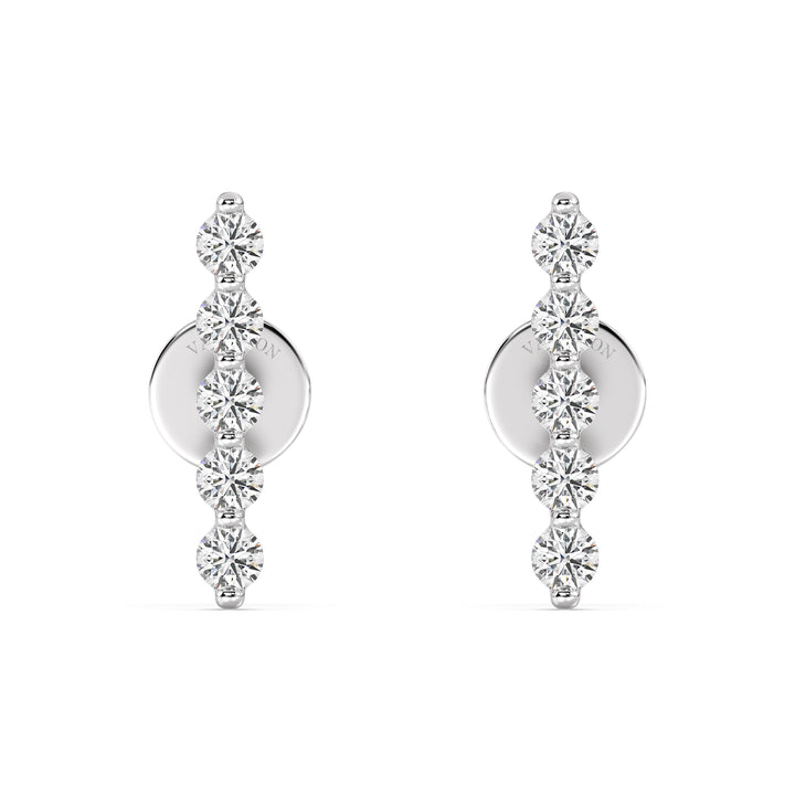 Lab Grown Diamond Long Bar Stud Earrings White Gold Finish