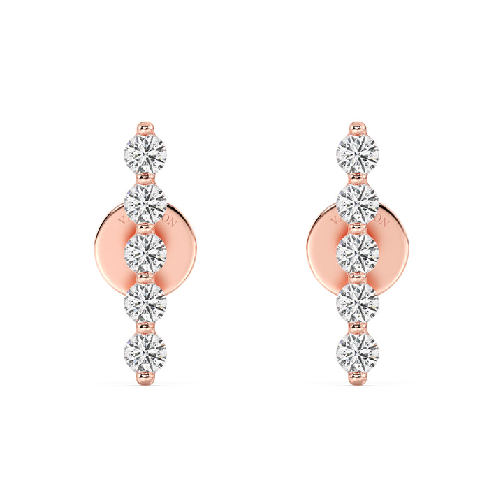 18K Rose Gold Lab Grown Diamond Long Bar Ear Climber Earrings