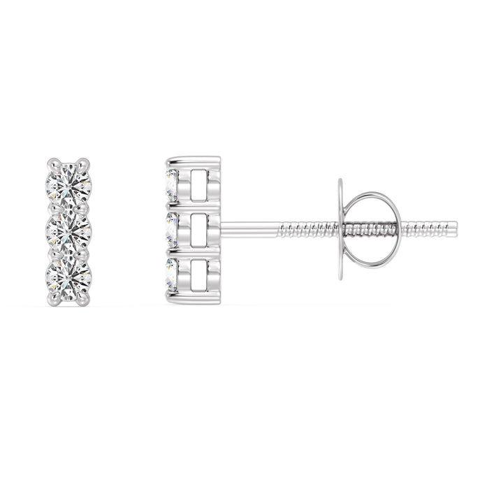 18K White Gold Lab Grown Diamond Bar Stud Earrings with IGI Certified Diamonds