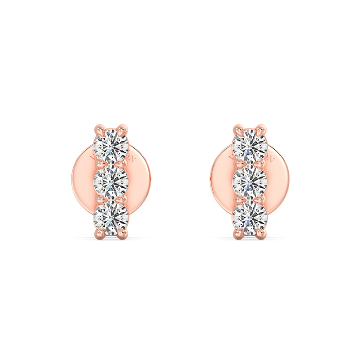 Lab Grown Diamond Ear Climber Bar Stud Earrings in 18K Rose Gold