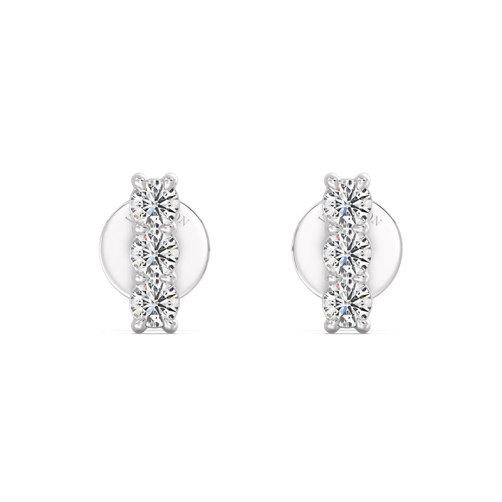 Lab Grown Diamond Ear Climber Bar Stud Earrings in 18K White Gold