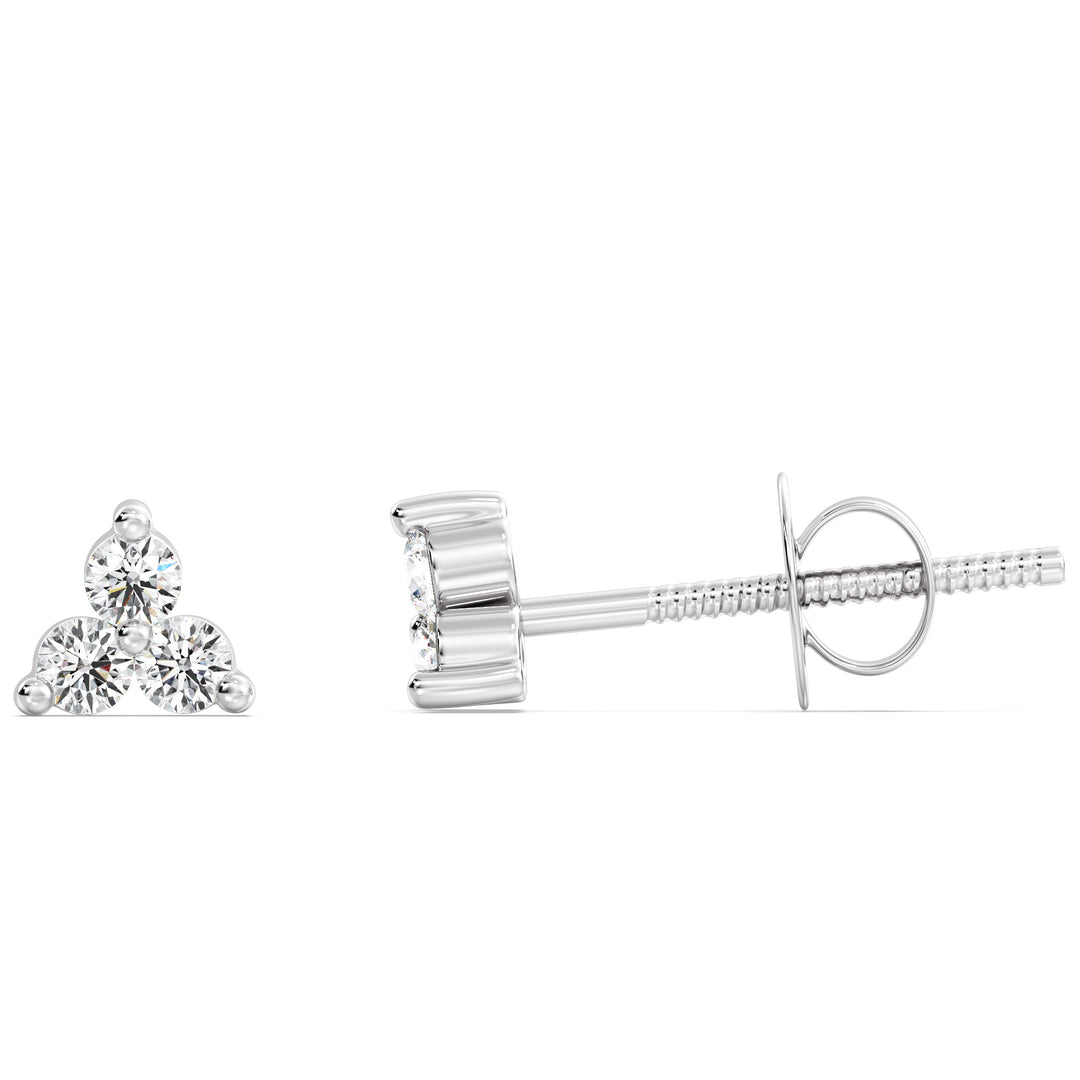 White Gold Lab Grown Diamond Trinity Stud Earrings – IGI Certified
