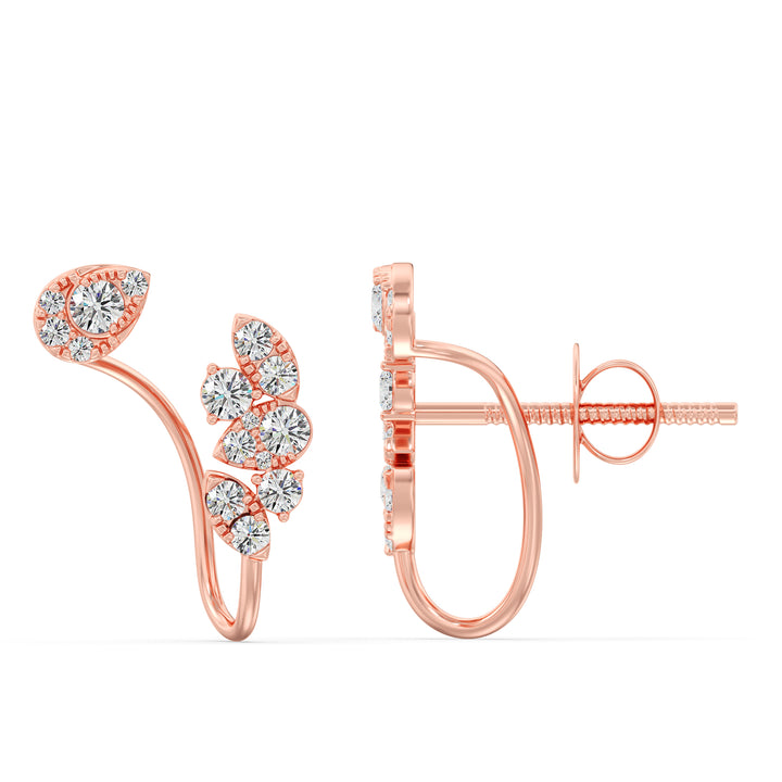 Solid Gold Lab-Grown Diamond Studded Earrings