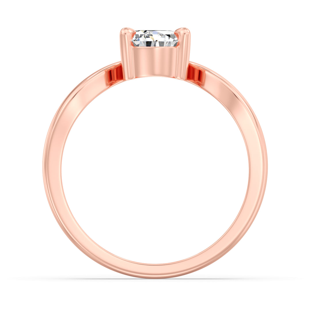 Elegant Pear Lab-Grown Diamond Solitaire Ring with Curved V-Band in 18K Gold