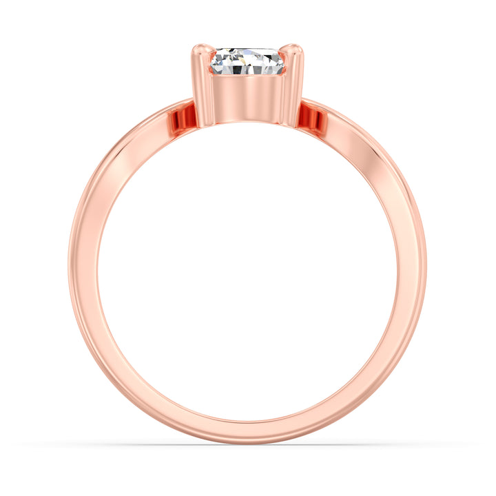 Elegant Pear Lab-Grown Diamond Solitaire Ring with Curved V-Band in 18K Gold