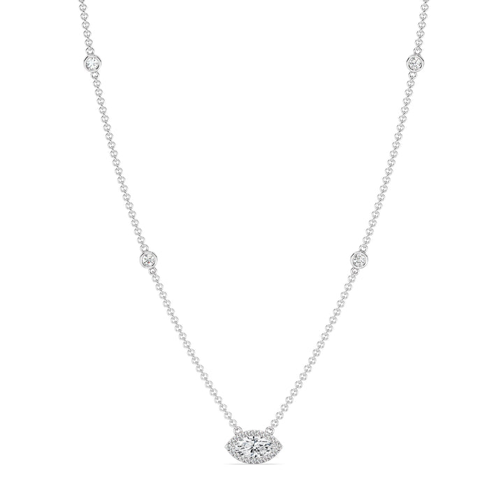 Elegant Marquise Diamond Bezel Station Necklace in White Gold