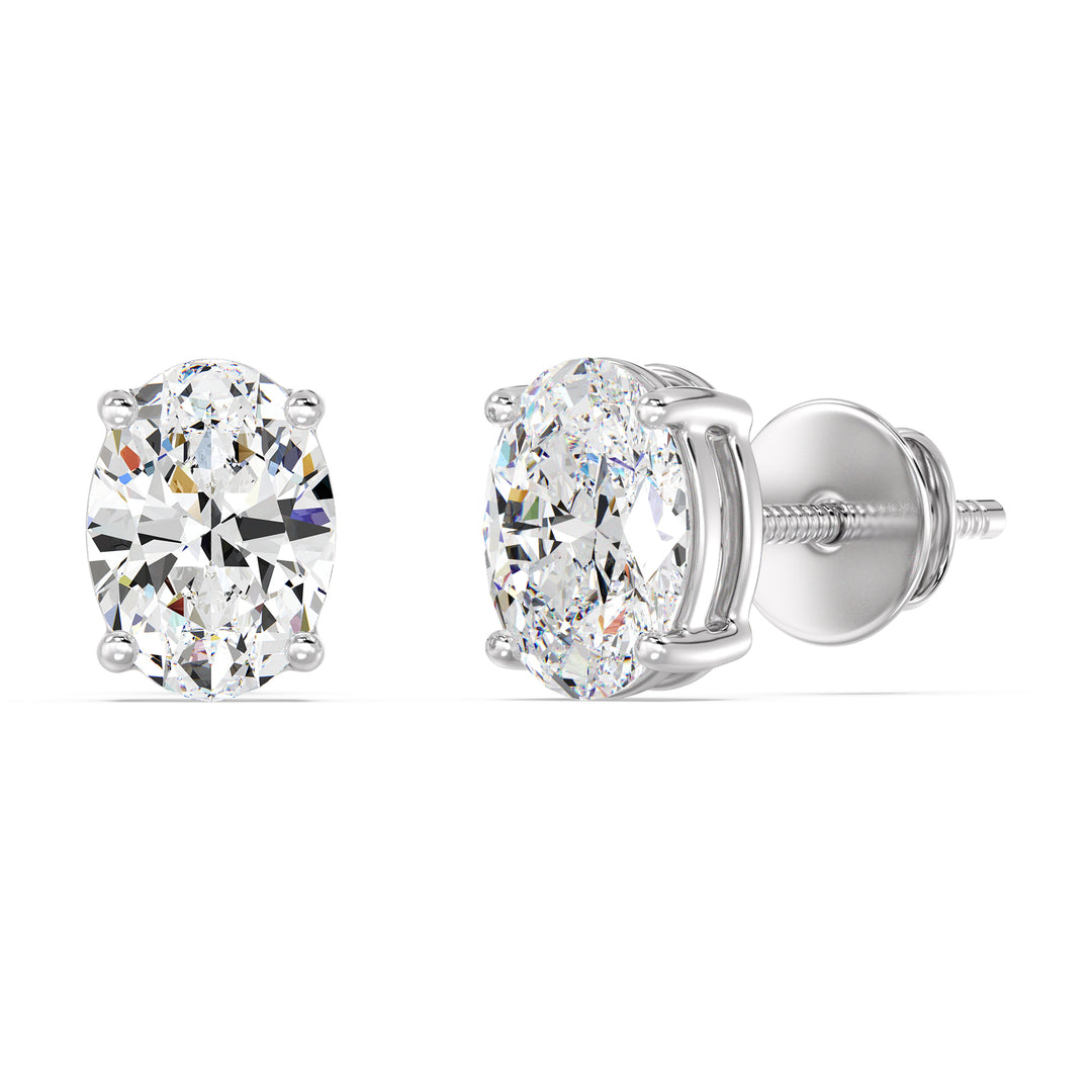 Elegant Oval Shaped Lab-Created Diamond Stud Earrings in White Gold