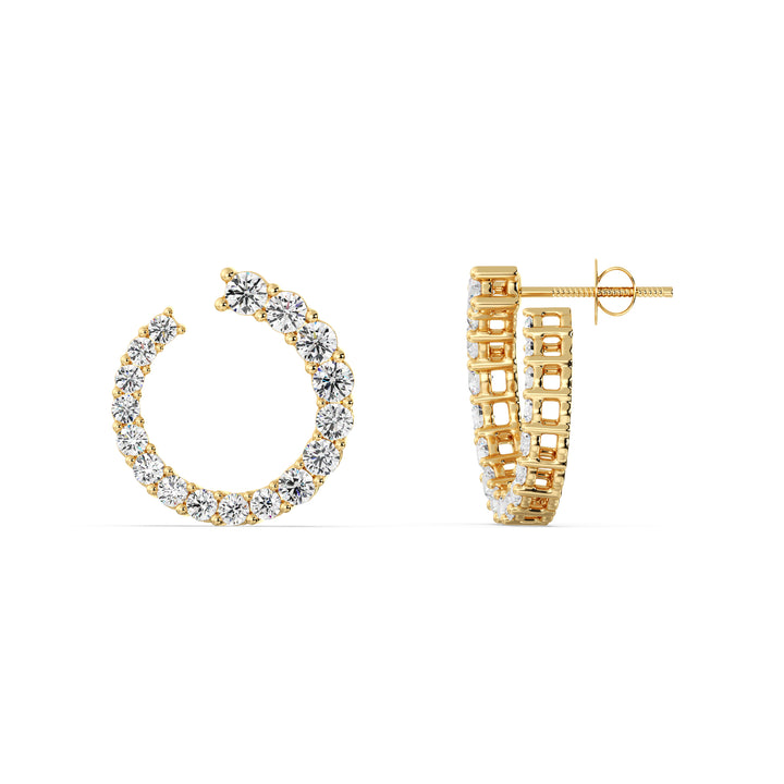 Elegant Yellow Gold Hoop Earrings with Lab-Grown Diamonds