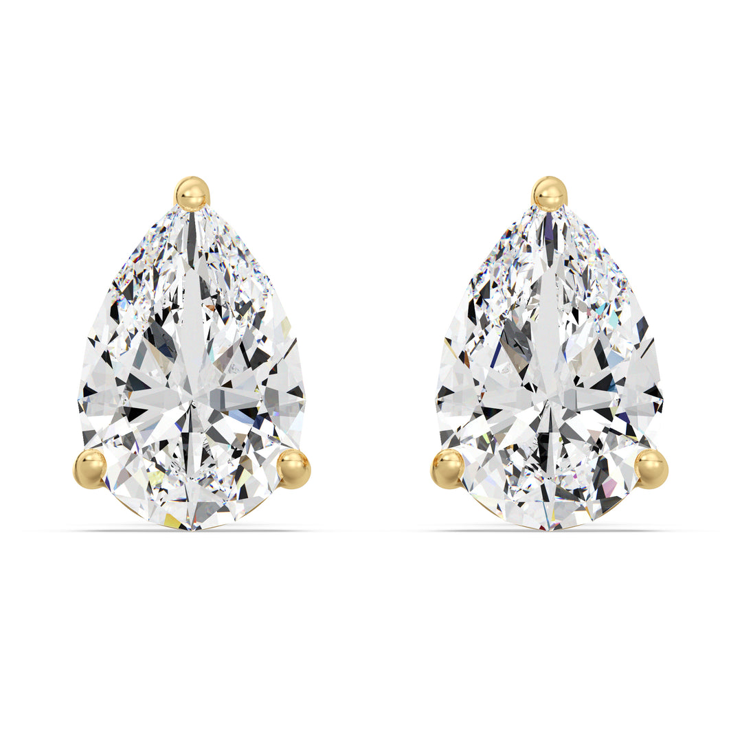 Elegant Yellow Gold Lab-Grown Diamond Pear Stud Earrings