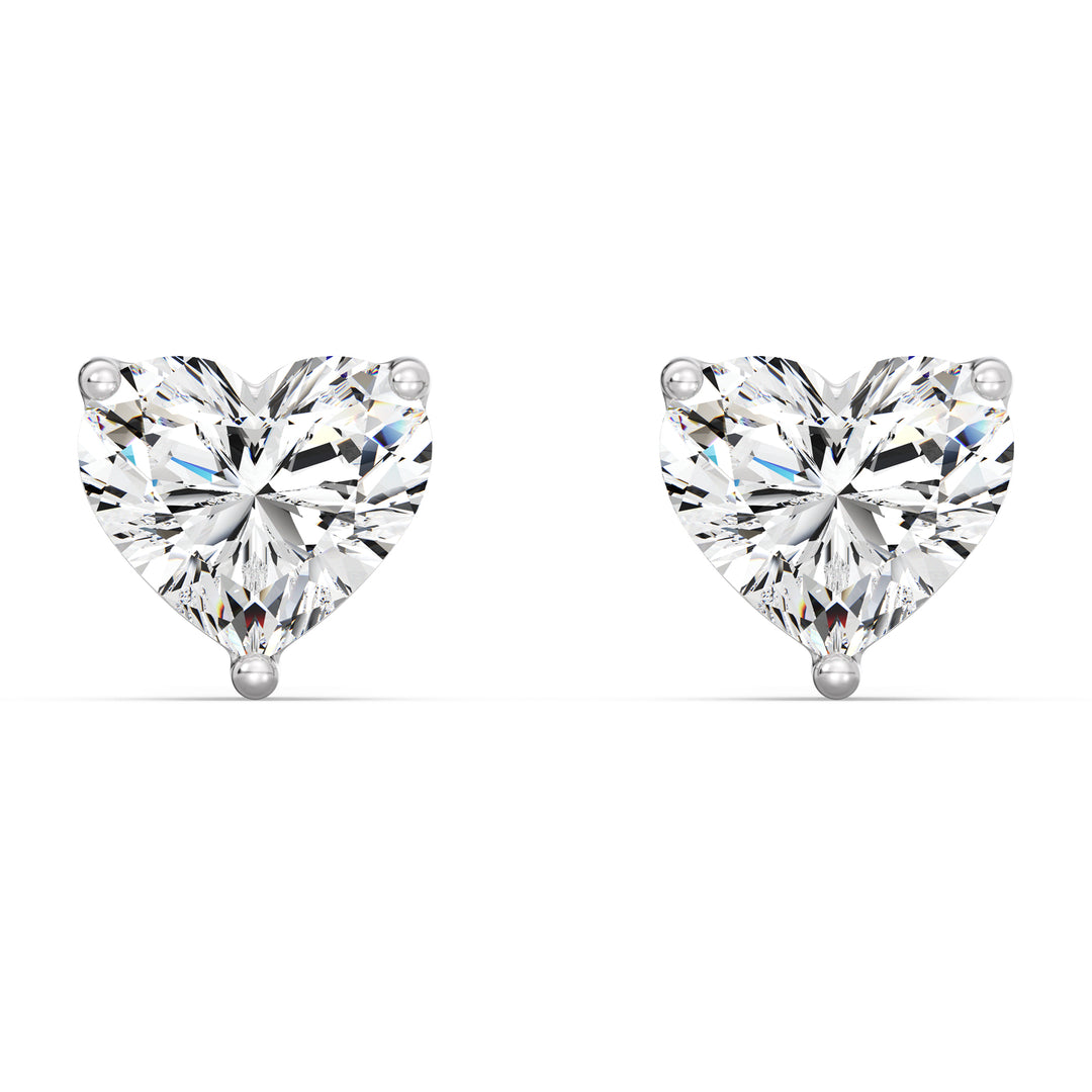 Elegant white gold heart cut lab grown diamond stud earrings, IGI certified, 0.20–4.00 CTTW