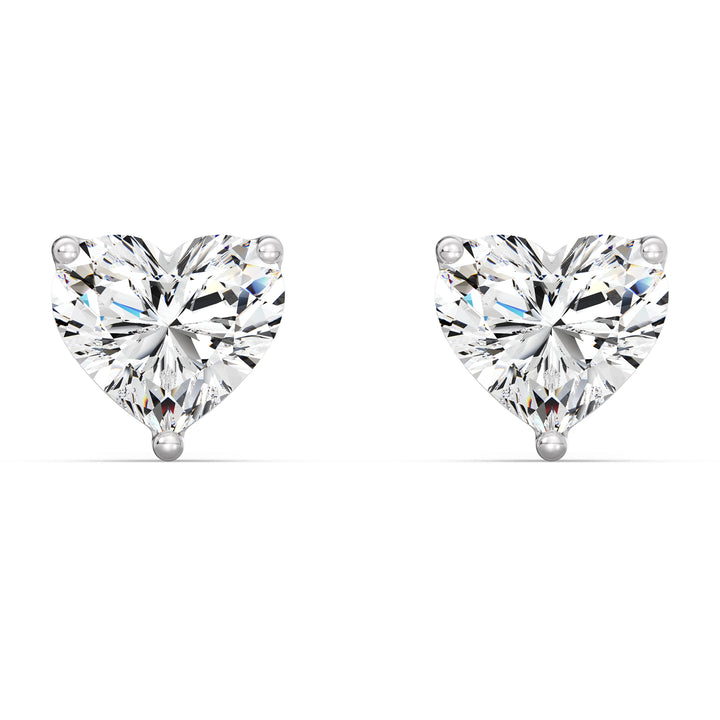 Elegant white gold heart cut lab grown diamond stud earrings, IGI certified, 0.20–4.00 CTTW