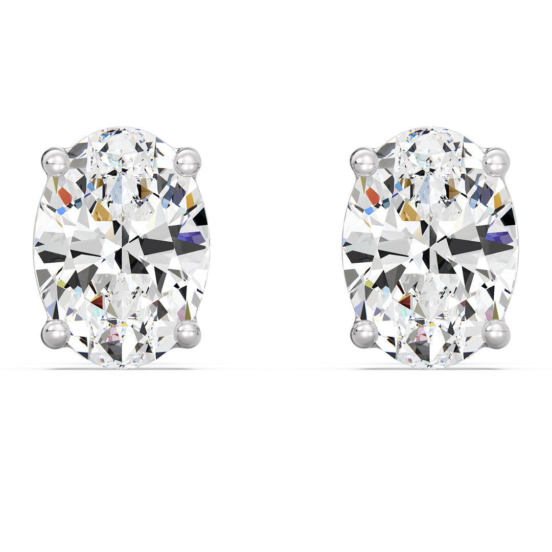 Elegant white gold oval cut lab grown diamond stud earrings, IGI certified, 0.20–4.00 CTTW