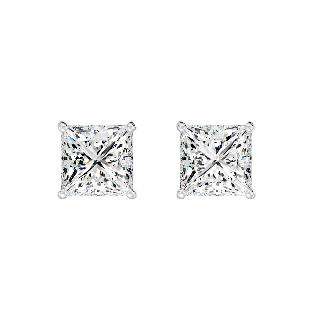 Elegant white gold princess cut lab grown diamond stud earrings, IGI certified, 0.20–4.00 CTTW
