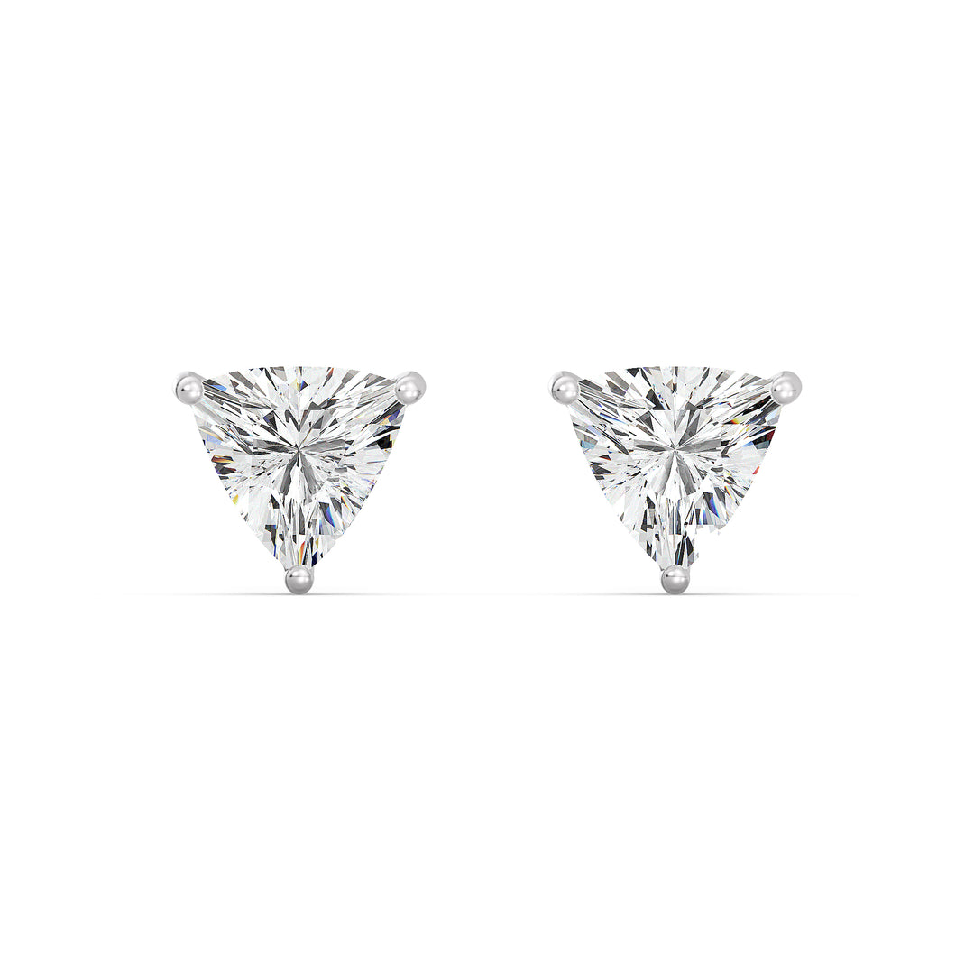 Elegant white gold trillion cut lab grown diamond stud earrings, IGI certified, 0.20–4.00 CTTW