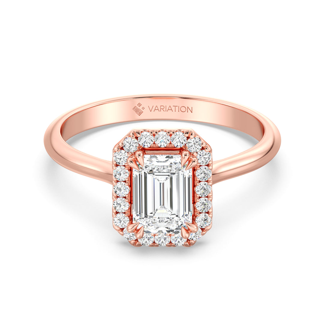 Emerald Halo Solitaire Ring