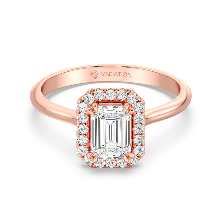 Emerald Halo Solitaire Ring