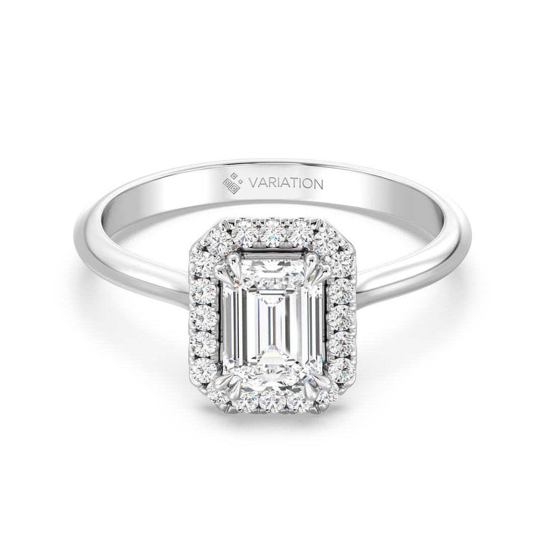 Emerald Halo Solitaire Ring