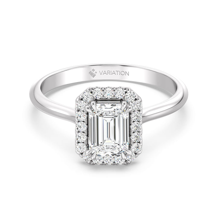 Emerald Halo Solitaire Ring