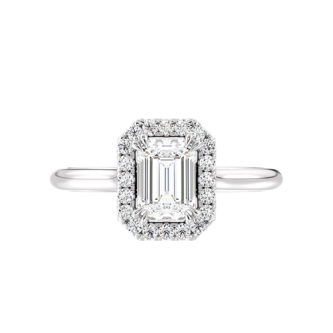 Emerald Halo Solitaire Ring