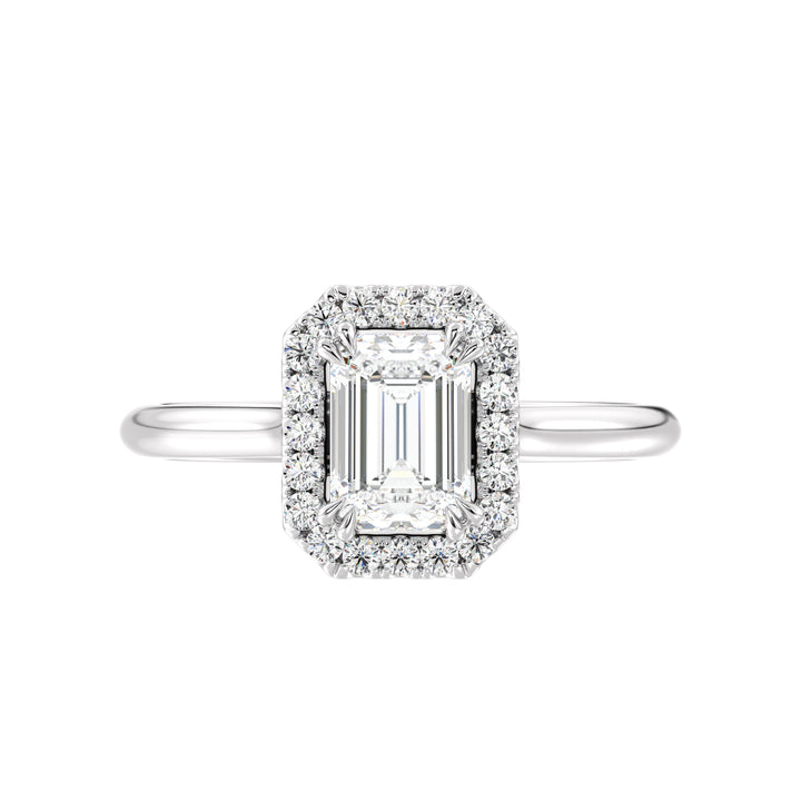 Emerald Halo Solitaire Ring