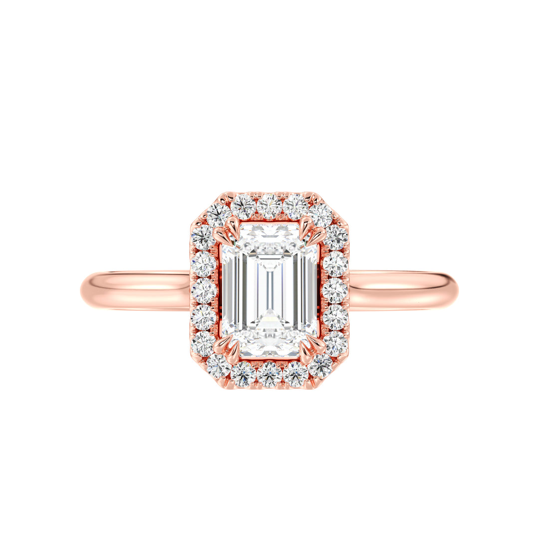 Emerald Halo Solitaire Ring