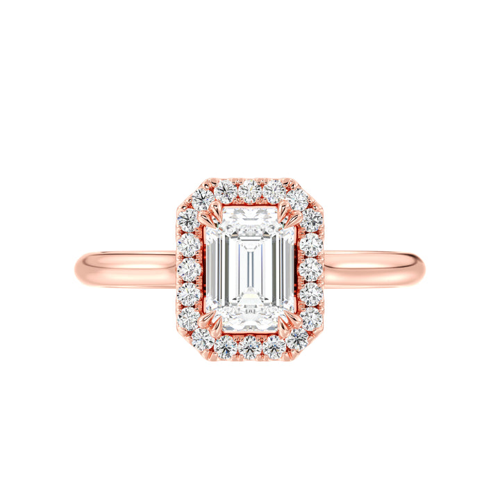 Emerald Halo Solitaire Ring