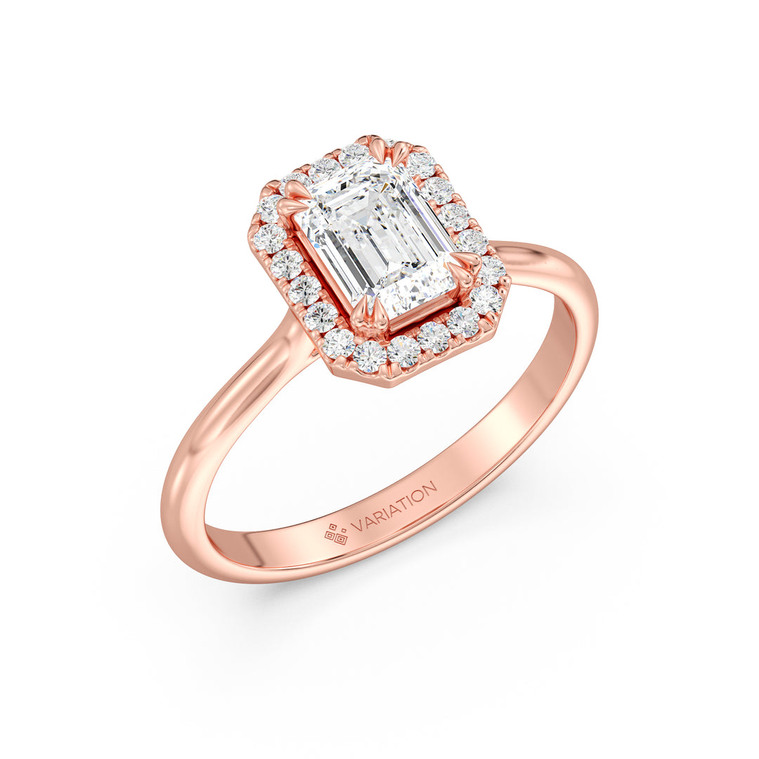 Emerald Halo Solitaire Ring