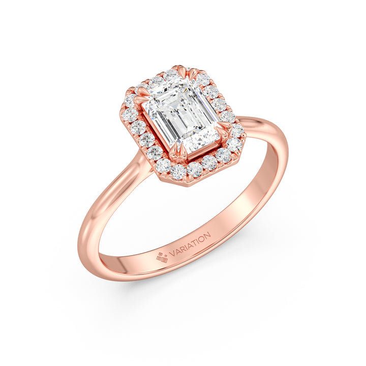 Emerald Halo Solitaire Ring