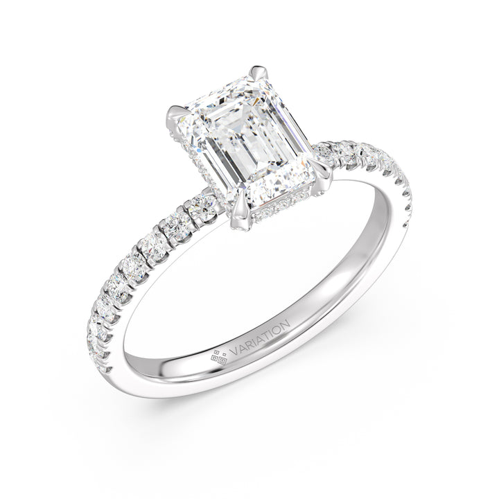 2 Carat Emerald Hidden Halo Engagement Ring