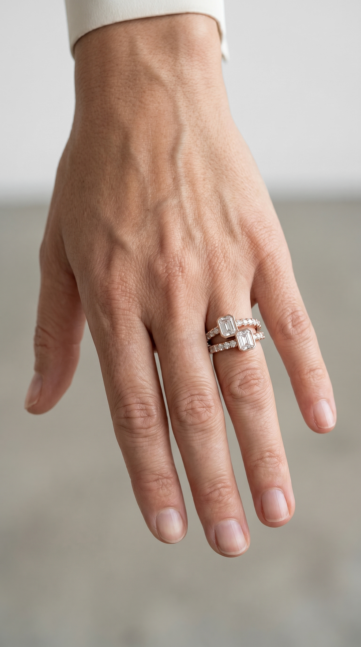 Emerald Toi et Moi Split Shank Ring