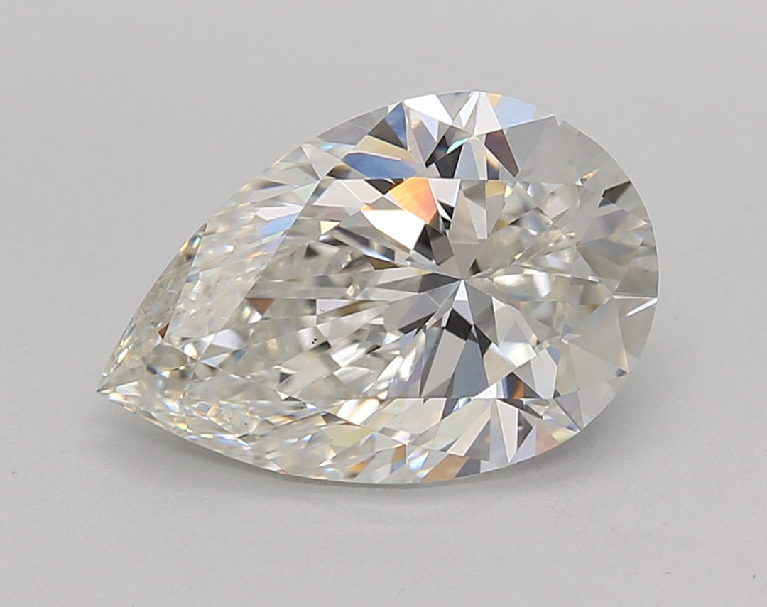 GIA Certified 3.07 ct Pear Cut Lab Grown Diamond H VS2