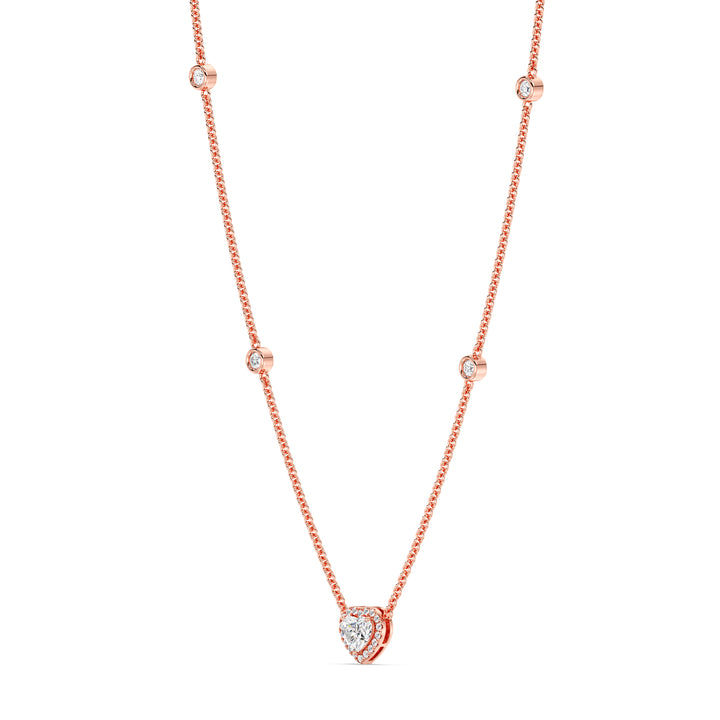 Heart Diamond Accent Necklace in 18K Rose Gold