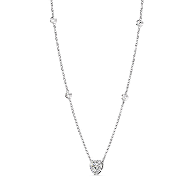 Heart Diamond Accent Necklace in 18K White Gold