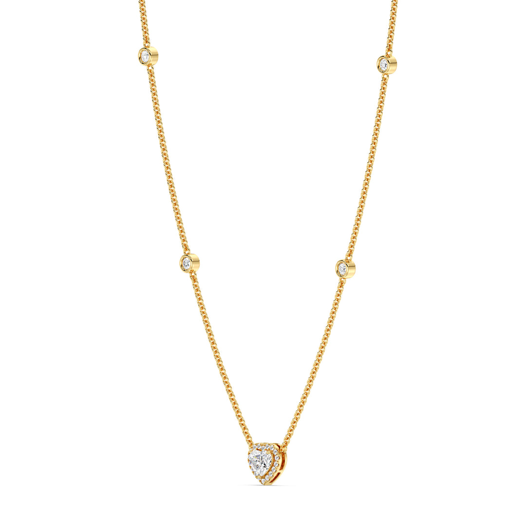 Heart Diamond Accent Necklace in 18K Yellow Gold